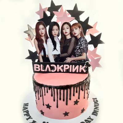 Blackpink Dripped Cake with Printed Topper 