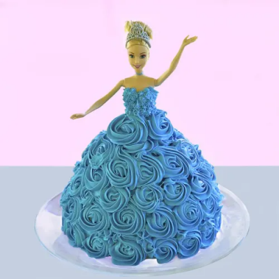 Blue Rossete Barbie Princess Cake