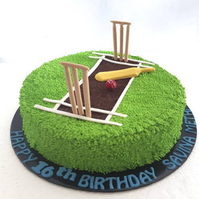 Cricket Theme Buttercream Cake