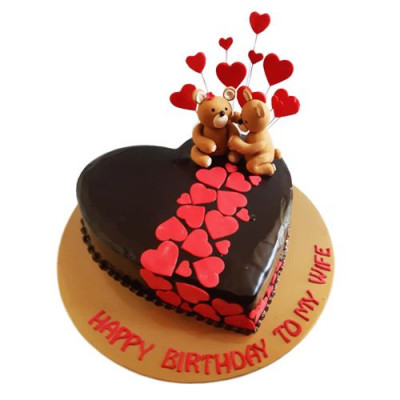 Heart Shaped Cake with Love Bears