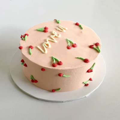 Minimalist Cake with Chery Design 