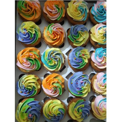 Rainbow Swirl Cupcakes 