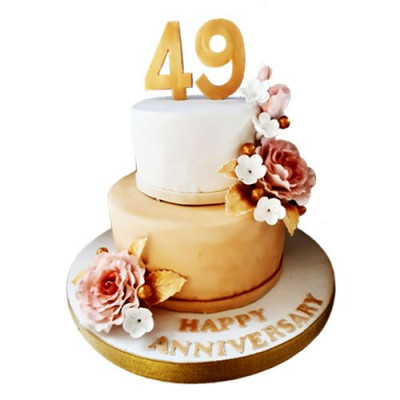 Anniversary Cake with Roses - 2 Tier