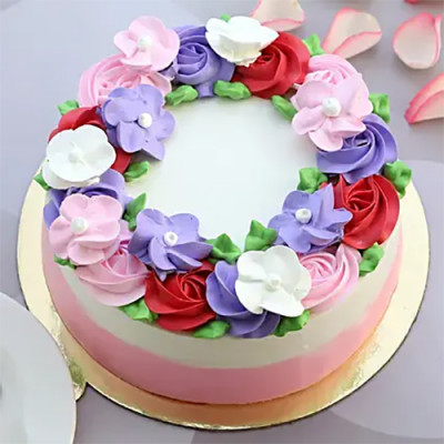 Floral Blossom Butter Cream Birthday Cake