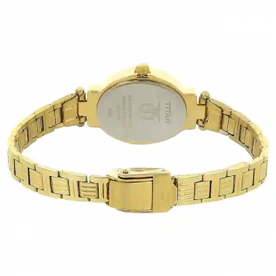 Titan Black Dial Golden Strap Watch