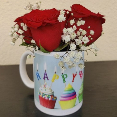 Roses in a Personalized Mug