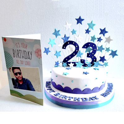 Birthday Cake with Personalized Greeting Card