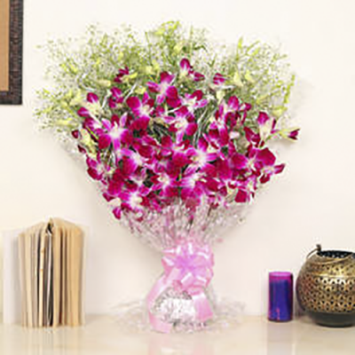 Purple Orchids Bunch with 10 Stems