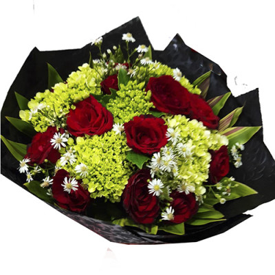 Mixed Flower bunch with Red Roses 