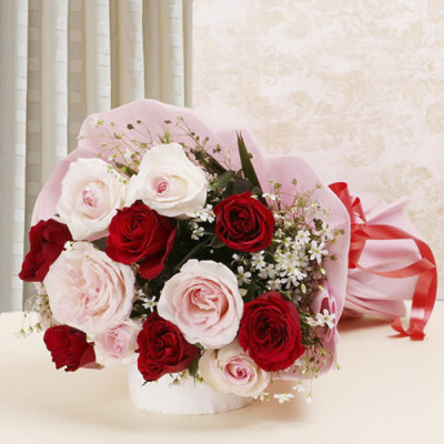 Pink and Red Roses Bunch
