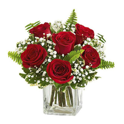 Red Roses in a Glass Vase