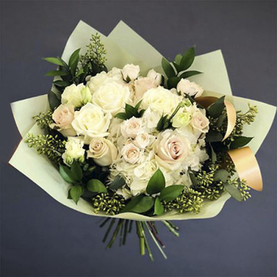  White Roses bouquet with fillers