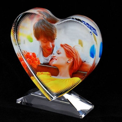 Heart Shaped  Personalised Crystal Trophy - BXP13