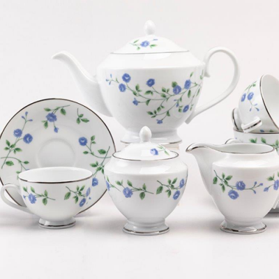 Dankotuwa Porcelain Blue Rose 17 Pcs Tea Set
