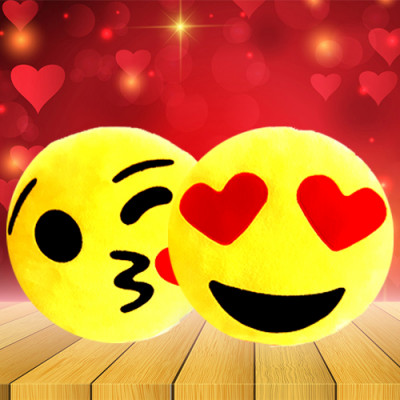 Kiss Emoji and Love Face Soft Toy Pair 