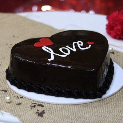 Eggless Heart Shaped Chocolate Dripped Love Cake 