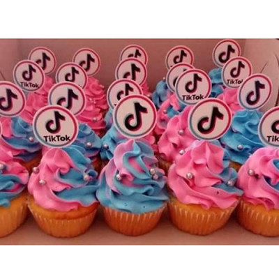 TikTok Cupcakes with Printed Toppers - 12 Nos