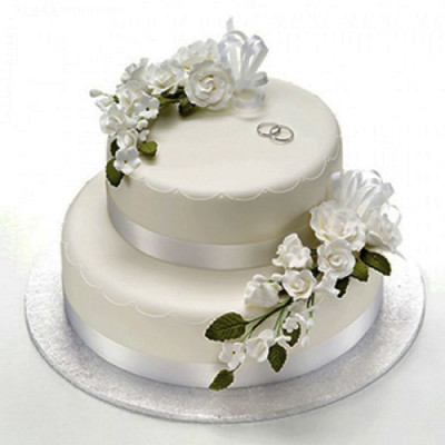2 tier Engagement Cake with Flowers 