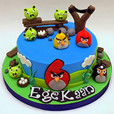 Angry Bird Theme Cake with 3D Characters 