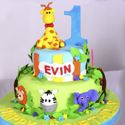 Animal Theme 2 tier Cake