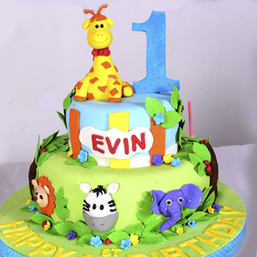 Animal theme cake for kids, Jungle theme cake, kids birthday cake, cake for  girl, cake for boy