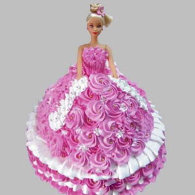 Pink Barbie Girl Birthday Cake 