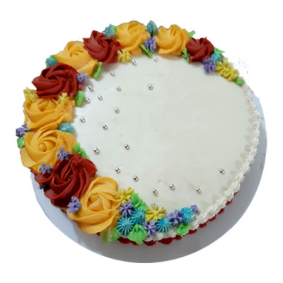 Mixed Color Butter Cream Flowers Cake
