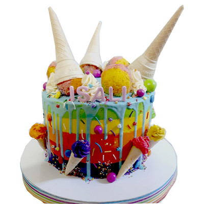 Ice Cream Cone and Candy Theme Cake 