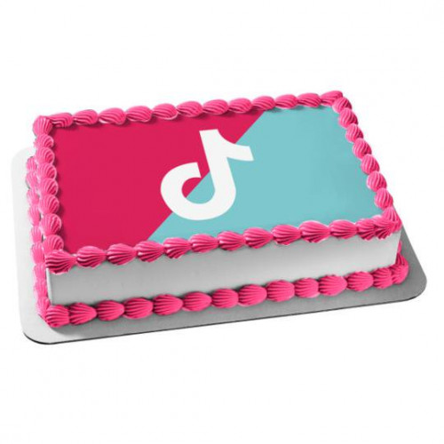 Tik Tok  Themed Birthday Cake - Rectangle