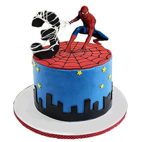 Spiderman Logo Fondant Birthday Cake - Dough and Cream-nextbuild.com.vn
