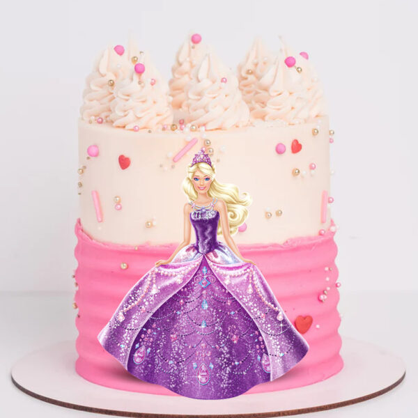 Celebrate every little girl's dream of becoming a princess with this enchanting Barbie Princess printed topper cake!