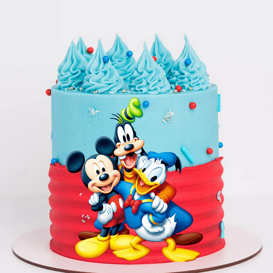 Make any celebration extra special with this fun and festive Mickey Mouse cake and Friends! This delicious cake is perfect for any fan of Mickey Mouse and Friends