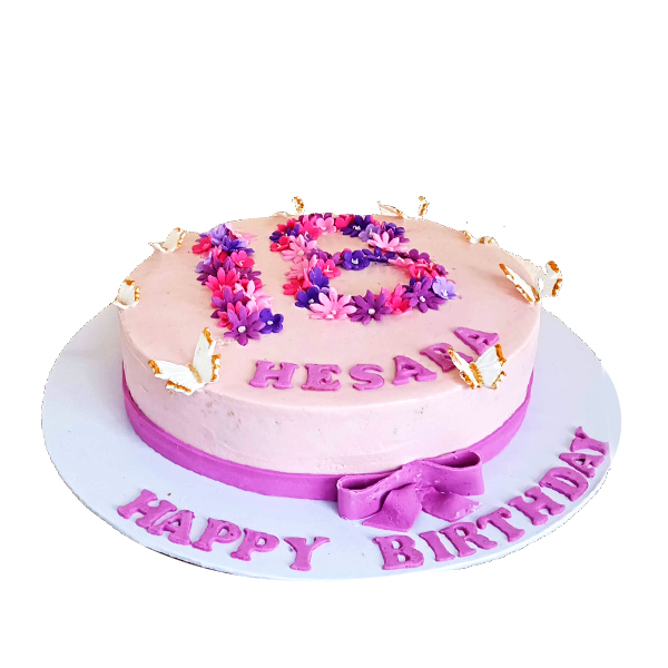 18th Birthday Blooms and Butterflies Cake